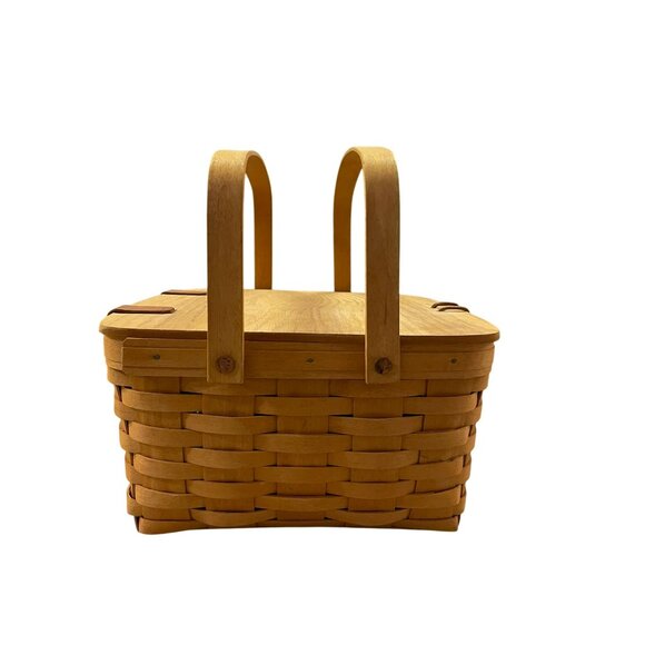 Vintage 2000 Longaberger Picnic Basket Used with Riser - Picture 5 of 16
